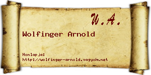 Wolfinger Arnold névjegykártya